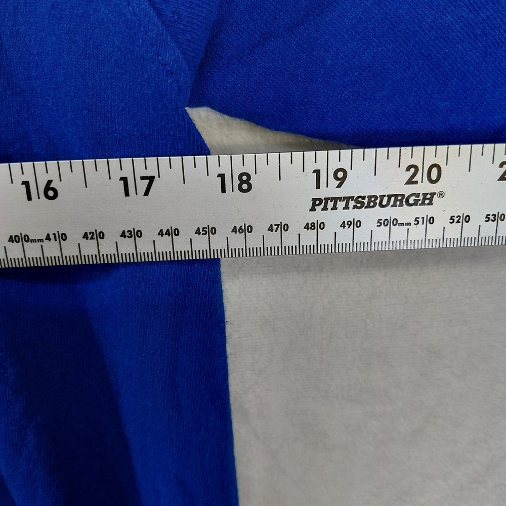 Champion Mens Vintage Script Logo T-Shirt Royal Blue Large Short Sleeve Cotton - Picture 5 of 7